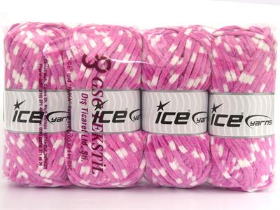 Lot of 4 x 100gr Skeins Ice Yarns CHENILLE BABY COLORS (100% MicroFiber) Yarn Pink White