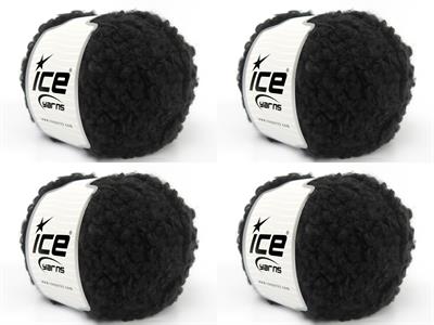 4x100gr. CLOUDY Premium Akrilik Siyah Kışlık, Buklet, Çok Kalın, Akrilik