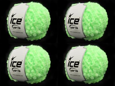 4x100gr. CLOUDY Premium Akrilik Neon Yeşil Kışlık, Buklet, Çok Kalın, Akrilik