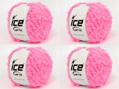 4x100gr. CLOUDY Premium Akrilik Neon Pembe Kışlık, Buklet, Çok Kalın, Akrilik