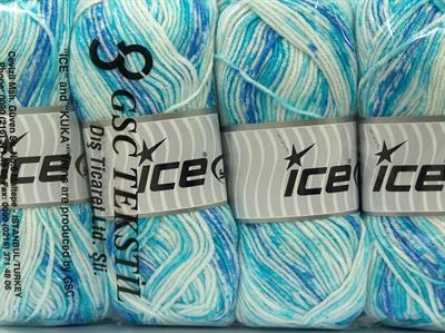 Lot of 4 x 100gr Skeins Ice Yarns HAPPY BABY Yarn Blue Turquoise Shades