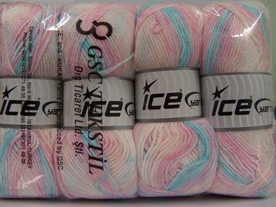 Lot of 4 x 100gr Skeins Ice Yarns HAPPY BABY Yarn Pink Shades Turquoise