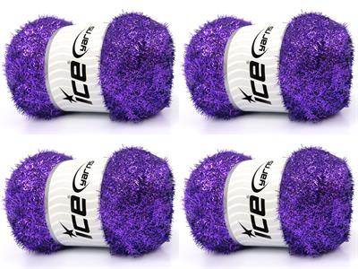 4x100gr. METALLIC GLITZ 100GR Metalik Simli Mor Metalik Simli, Kışlık, Çok İnce, Yazlık İplikler