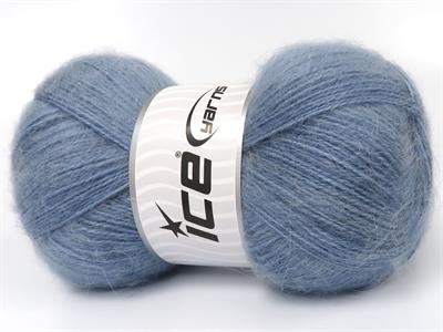 Lot of 4 x 100gr Skeins Ice Yarns MOHAIR PASTEL (10% Mohair 15% Wool) Yarn Jeans Blue