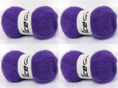 Lot of 4 x 100gr Skeins Ice Yarns MOHAIR PASTEL (10% Mohair 15% Wool) Yarn Lavender