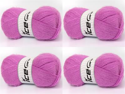 Lot of 4 x 100gr Skeins Ice Yarns MOHAIR PASTEL (10% Mohair 15% Wool) Yarn Pink