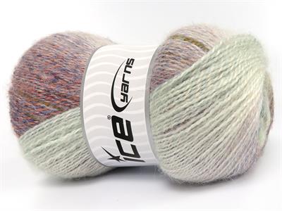 Lot of 4 x 100gr Skeins Ice Yarns MOHAIR PASTEL (10% Mohair 15% Wool) Yarn Blue Salmon Green Shades Cream