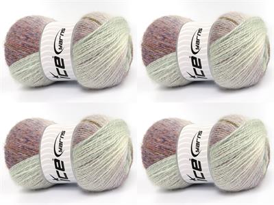 Lot of 4 x 100gr Skeins Ice Yarns MOHAIR PASTEL (10% Mohair 15% Wool) Yarn Blue Salmon Green Shades Cream