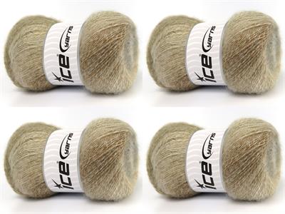 Lot of 4 x 100gr Skeins Ice Yarns MOHAIR PASTEL (10% Mohair 15% Wool) Yarn Camel Shades Cream