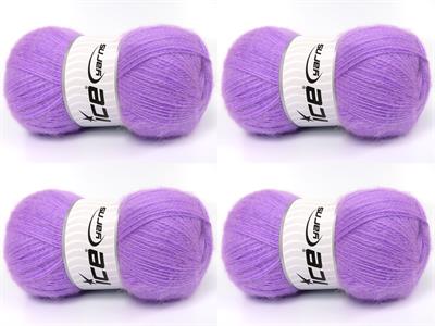 Lot of 4 x 100gr Skeins Ice Yarns MOHAIR PASTEL (10% Mohair 15% Wool) Yarn Lilac