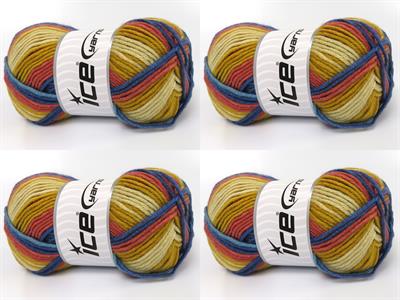 Lot of 4 x 100gr Skeins Ice Yarns NICE BABY Yarn Gold Cream Copper Turquoise Shades