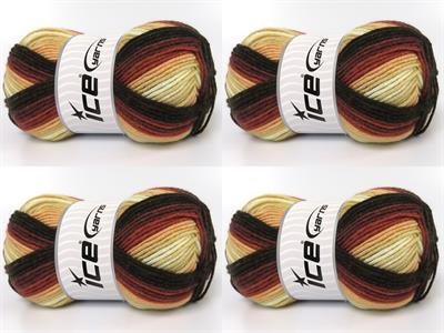 Lot of 4 x 100gr Skeins Ice Yarns NICE BABY Yarn Brown Shades Cream Shades