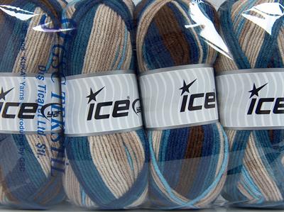 Lot of 4 x 100gr Skeins Ice Yarns NICE BABY Yarn Blue Shades Beige Shades