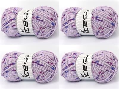 Lot of 4 x 100gr Skeins Ice Yarns NICE BABY TWEED Yarn Lilac Shades Fuchsia