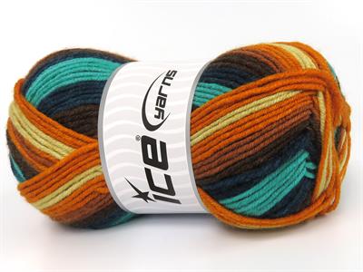 Lot of 4 x 100gr Skeins Ice Yarns NICE BABY Yarn Green Shades Gold Brown Light Yellow