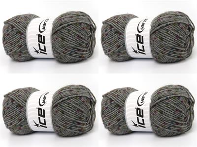 Lot of 4 x 100gr Skeins Ice Yarns NICE BABY TWEED Yarn Grey Shades Purple Turquoise Green Shades