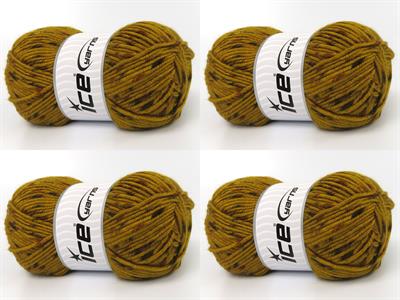 Lot of 4 x 100gr Skeins Ice Yarns NICE BABY TWEED Yarn Gold Shades Brown