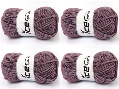 Lot of 4 x 100gr Skeins Ice Yarns NICE BABY TWEED Yarn Light Maroon Fuchsia Purple