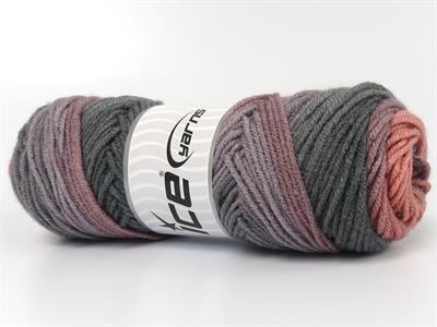 4x100gr. ORLANDO Premium Akrilik Maron, Somon, Gri Tonları Kışlık, Düz iplikler, Batik Desenli, Worsted, 100% Akrilik , Akrilik