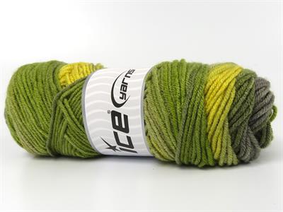 4x100gr. ORLANDO Premium Akrilik Yeşil Tonları, Gri Tonları Kışlık, Düz iplikler, Batik Desenli, Worsted, 100% Akrilik , Akrilik