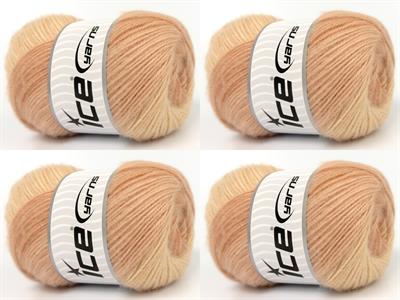 Lot of 4 x 100gr Skeins Ice Yarns SHAGGY Yarn Light Salmon Shades