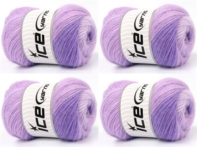 Lot of 4 x 100gr Skeins Ice Yarns SHAGGY Hand Knitting Yarn Lilac Shades