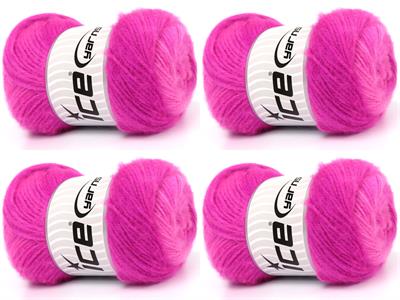 Lot of 4 x 100gr Skeins Ice Yarns SHAGGY Hand Knitting Yarn Pink Shades