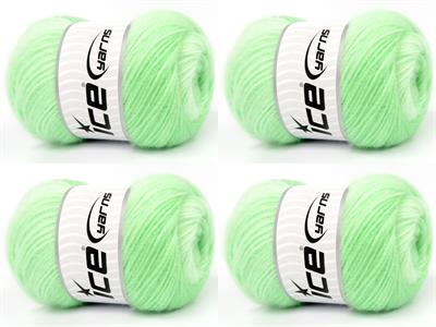 Lot of 4 x 100gr Skeins Ice Yarns SHAGGY Hand Knitting Yarn Light Green Shades