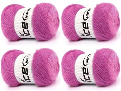 Lot of 4 x 100gr Skeins Ice Yarns SHAGGY Hand Knitting Yarn Light Pink Shades