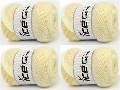 Lot of 4 x 100gr Skeins Ice Yarns SHAGGY Hand Knitting Yarn Cream Shades