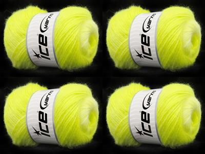 Lot of 4 x 100gr Skeins Ice Yarns SHAGGY Hand Knitting Yarn Neon Green Shades