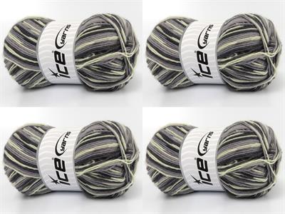 Lot of 4 x 100gr Skeins Ice Yarns SMART SOCK (75% Superwash Wool) Yarn Grey Shades Cream