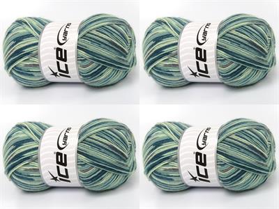 Lot of 4 x 100gr Skeins Ice Yarns SMART SOCK (75% Superwash Wool) Yarn Green Shades Grey