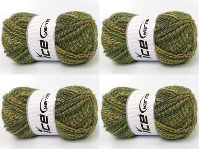 Lot of 4 x 100gr Skeins Ice Yarns SMART SOCK (75% Superwash Wool) Yarn Green Shades Yellow Brown