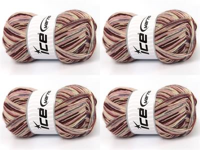 Lot of 4 x 100gr Skeins Ice Yarns SMART SOCK (75% Superwash Wool) Yarn Light Pink Rose Brown White Grey