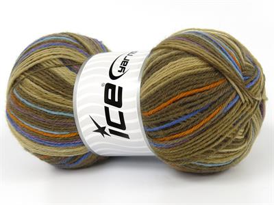 Lot of 4 x 100gr Skeins Ice Yarns SOCK VARICOLOR (75% Superwash Wool) Yarn Brown Shades Maroon Blue Shades