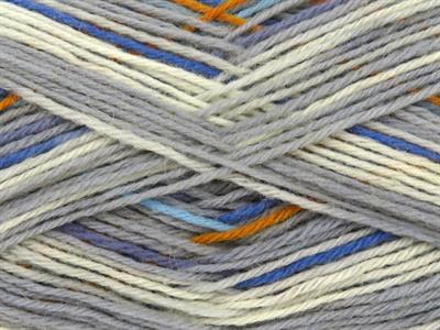 Lot of 4 x 100gr Skeins Ice Yarns SOCK VARICOLOR (75% Superwash Wool) Yarn Grey Shades Blue Shades Gold