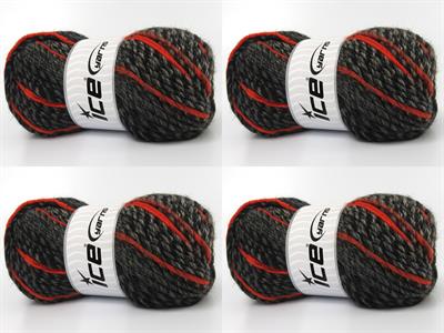 4x100gr. SYMPHONY Premium Akrilik Siyah, Bakır, Gri Tonları Kışlık, Batik Desenli, Worsted, 100% Akrilik , Akrilik