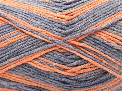 6x50gr. BABY SUMMER COLOR Pamuk, Akrilik Açık Gri, Açık Turuncu Bebe, Yazlık İplikler, Pamuk, Batik Desenli