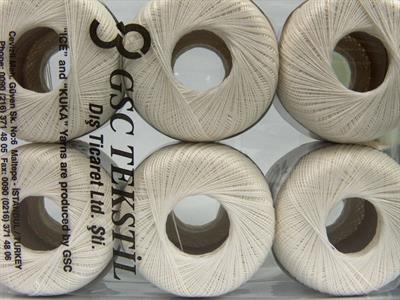 Lot of 6 Skeins Ice Yarns DAPHNE COTTON (100% Mercerized Cotton) Yarn White