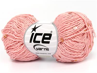 6x50gr. NATURAL COTTON LIGHT PAILLETTE Pamuk Açık Pembe Metalik Simli, Yazlık İplikler, Pamuk, Boncuklu Pullu