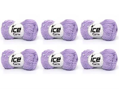 6x50gr. NATURAL COTTON LIGHT PAILLETTE Pamuk Leylak Metalik Simli, Yazlık İplikler, Pamuk, Boncuklu Pullu