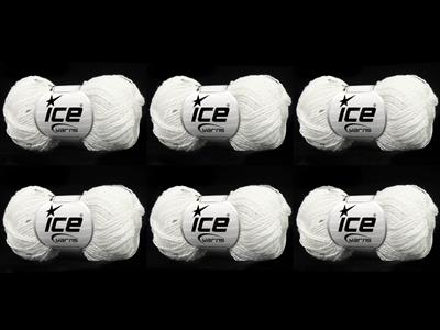 6x50gr. NATURAL COTTON LIGHT PAILLETTE Pamuk Beyaz Metalik Simli, Yazlık İplikler, Pamuk, Boncuklu Pullu