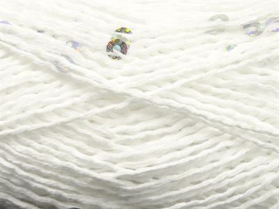 6x50gr. NATURAL COTTON LIGHT PAILLETTE Pamuk Beyaz Metalik Simli, Yazlık İplikler, Pamuk, Boncuklu Pullu