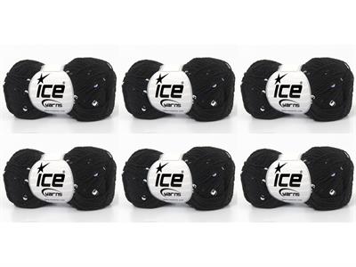 6x50gr. NATURAL COTTON LIGHT PAILLETTE Pamuk Siyah Metalik Simli, Yazlık İplikler, Pamuk, Boncuklu Pullu