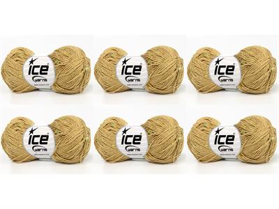 6x50gr. NATURAL COTTON LIGHT PAILLETTE Pamuk Açık Kamel Metalik Simli, Yazlık İplikler, Pamuk, Boncuklu Pullu
