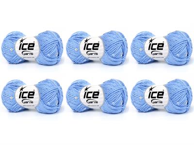 6x50gr. NATURAL COTTON LIGHT PAILLETTE Pamuk Açık Mavi Metalik Simli, Yazlık İplikler, Pamuk, Boncuklu Pullu