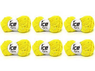 6x50gr. NATURAL COTTON LIGHT PAILLETTE Pamuk Sarı Metalik Simli, Yazlık İplikler, Pamuk, Boncuklu Pullu