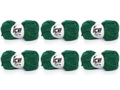 6x50gr. NATURAL COTTON LIGHT PAILLETTE Pamuk Koyu yeşil Metalik Simli, Yazlık İplikler, Pamuk, Boncuklu Pullu