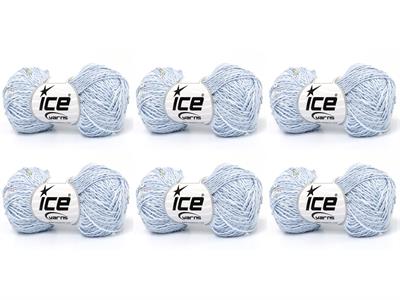 6x50gr. NATURAL COTTON LIGHT PAILLETTE Pamuk Bebe Mavisi Metalik Simli, Yazlık İplikler, Pamuk, Boncuklu Pullu